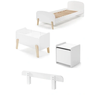 Afbeelding van LUCEVI Kiddy bed + Nachtkastje Uitvalbeveiliging Speelkoffer Wit 90x200 cm