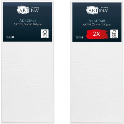 Afbeelding van Artina Akademie Set van 2 Schilderdoeken Canvas 60x140 cm Spieraam FSC® Hout Wit 100% Katoen 280 g/m153