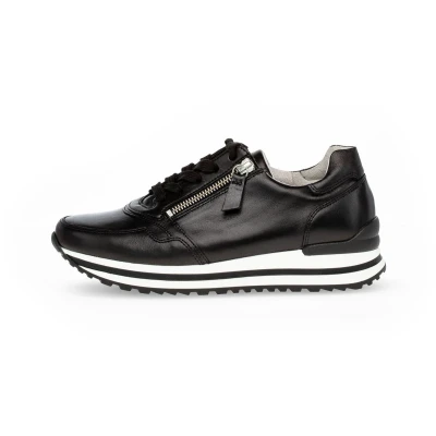Afbeelding van Gabor 528 Sneakers Leer Dames Zwart Maat 35,5