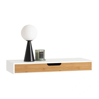 Afbeelding van SoBuy Zwevend wandrek met lade, (FRG93 WN, 60 x 24,5 8 cm)