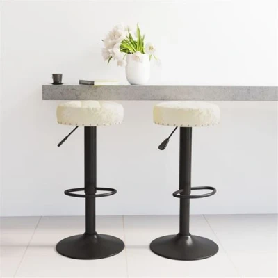 Image de vidaXL Tabourets de bar lot 2 crème velours333268