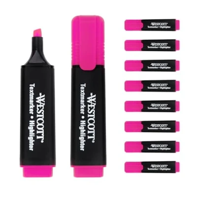 Afbeelding van Westcott E 743617 00 markeerstiften, 10 stuks, felroze, lijndikte 2 5 mm, hoogwaardige inkt uit Duitsland
