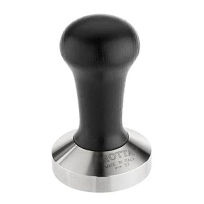 Afbeelding van Motta 8170/B Tamper met zwart houten handvat en roestvrijstalen basis Ø 57 mm