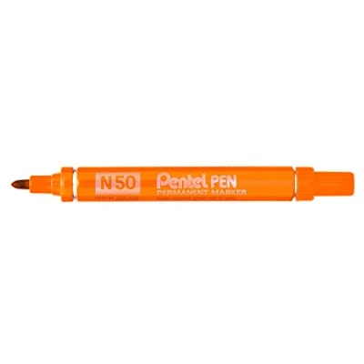 Afbeelding van Pentel Pen permanente marker N50, conische punt, oranje, 12 stuks