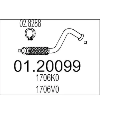 Afbeelding van MTS 01.20099 Uitlaatpijp 560 voor middendemper CITROËN: Berlingo II, C4 Coupe, PEUGEOT: 308 I CC