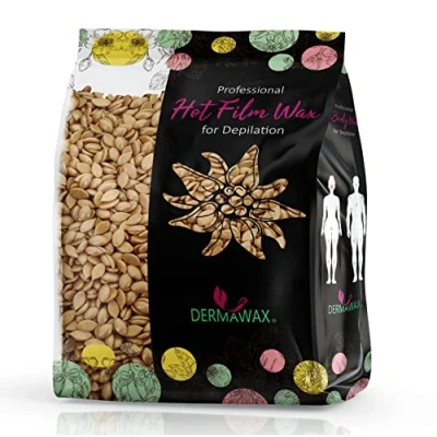 Afbeelding van Dermawax Gouden filmwas met kokosolie, wax zonder strepen, voor warme ontharing, volledige ontharing van het lichaam, hoogwaardige Braziliaanse 500 g