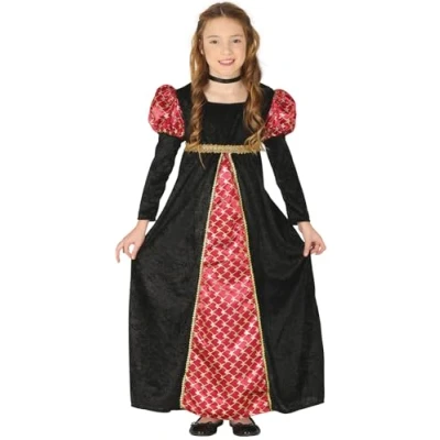 Afbeelding van Fiestas Guirca Jurk Middeleeuwen Meisjes Rood/zwart Mt 7 9