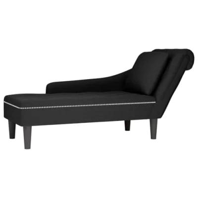 Afbeelding van vidaXL Chaise longue met kussen en rechterarmleuning fluweel zwart