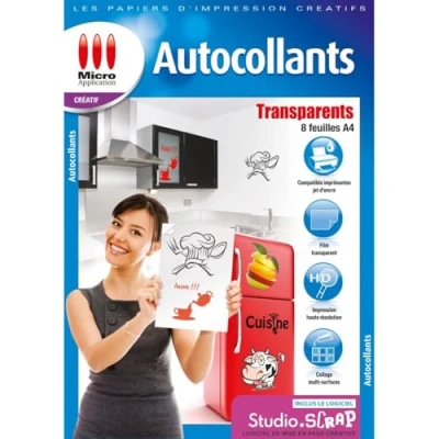 Afbeelding van Zelfklevend papier, transparant, glanzend, 8 stuks, 2880 dpi
