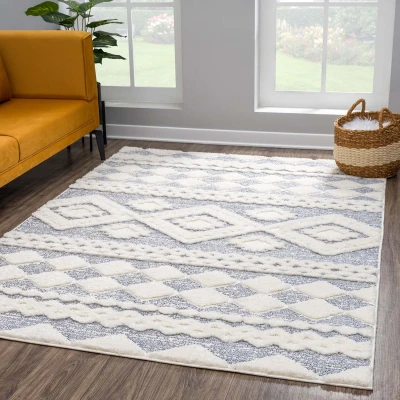 Afbeelding van Vloerkleed Focus Style Hoogpolig Fluffy Scandinavisch Grijs Creme 80x150 CM