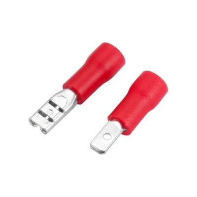 Afbeelding van Heschen 100 stuks vinyl geïsoleerde mannelijke / vrouwelijke snelkoppelingen, FDD+MDD1.25 110, 2,8 x 0,5 mm, voor kabelterminal 1,5 mm² (22 16 AWG), rood,
