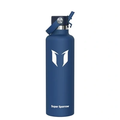 Afbeelding van Super Sparrow Thermische fles, thermosfles van roestvrij staal, 1 l, BPA vrij, voor school, sport, camping, yoga, fitnessstudio, fietsen