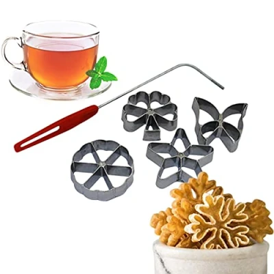 Afbeelding van traditionele deegvorm Hvorost Wafelijzer Wafel Bakken Spree Forest Bows Set van 4