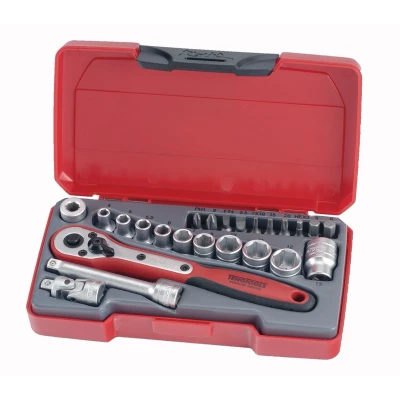 Afbeelding van T1424 Doppen en bitsset 1/4&quot; 24 dlg.