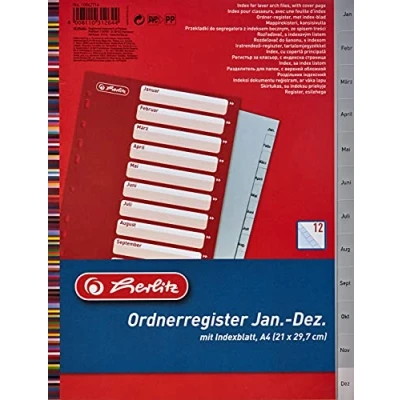 Image de Herlitz kunststoff register, monate, a4, 12 teilig 10842714