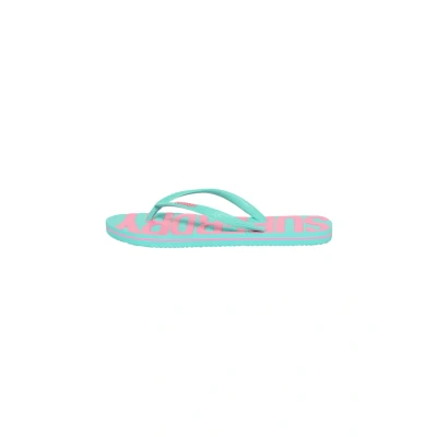 Afbeelding van Superdry Vintage Vegan Teenslippers, Dames, Maat: 38 39, Aqua Rubber/ textiel