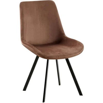 Afbeelding van CLP Lewes Eetkamerstoel Met rugleuning houten poten Velvet bruin