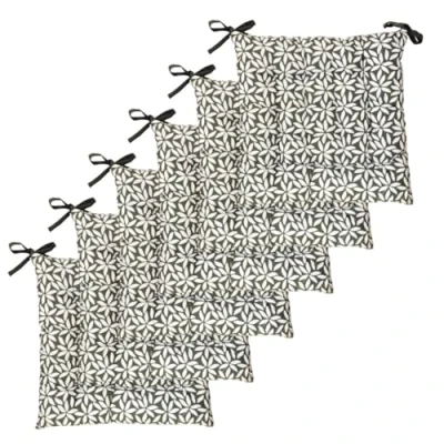 Afbeelding van Atout Ciel Set van 6 vierkante stoelkussens, tweekleurig, 40 x cm, kaki, bedrukt/effen