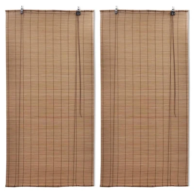 Afbeelding van Rolgordijnen 2 st 100x160 cm bamboe bruin