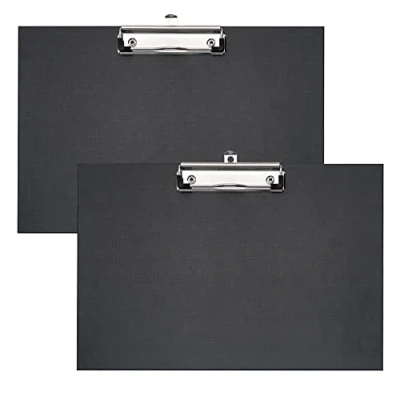 Afbeelding van VELOFLEX A481798 set van 2 klembord DIN A4 gecoat zwart schrijfbord met metalen klem en ophanglus