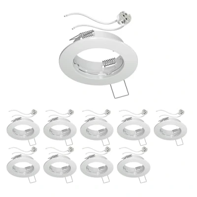 Afbeelding van ledscom.de 10 plafondinbouwframes FERE, rond, wit glanzend (LED/halogeen/MR16/50 mm) incl. GU5.3 fitting