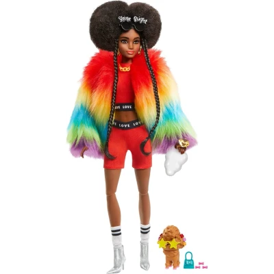 Afbeelding van Mattel Extra Doll 1 Rainbow Coat with Pet Poodle