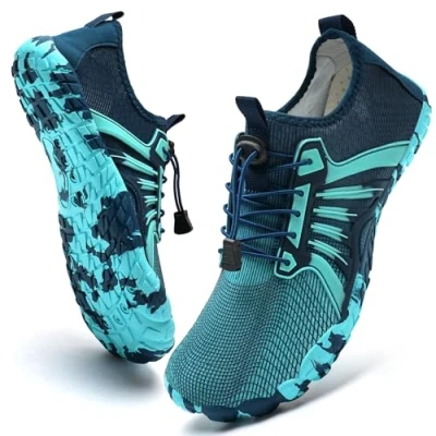 Afbeelding van IceUnicorn Chaussures pieds nus pour homme et femme de trail larges à orteils Unisexe natation plage aquatiques, bleu vert, 42