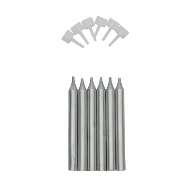 Afbeelding van Taartkaarsjes met houders Zilver 6st.