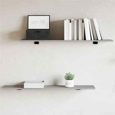Afbeelding van Wandschappen 4 st 100x20x1,5 cm bewerkt hout grijs sonoma eiken