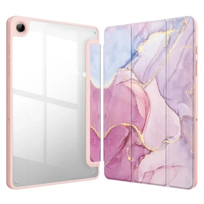 Afbeelding van Fintie Hybride hoes voor Samsung Galaxy Tab A9 Plus 11 inch 2023 Schokbestendige beschermhoes met transparante harde achterkant A9+ SM X210/X216/X218 tablet, glanzend marmer