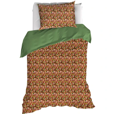 Afbeelding van De Witte Lietaer Flowerpower Dekbedovertrek Eenpersoons 140x200/220 cm Green Bee