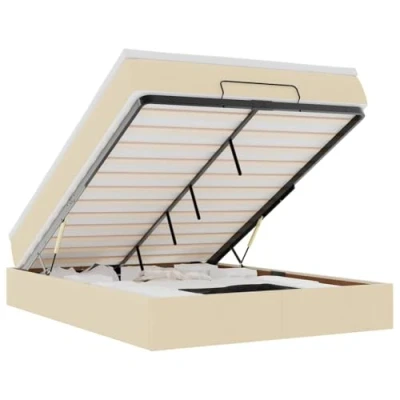 Afbeelding van vidaXL Bedframe met matras 140x200cm stof crèmekleurig