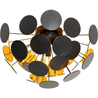 Afbeelding van QAZQA Design plafondlamp zwart met goud 54cm 3 lichts Cerchio