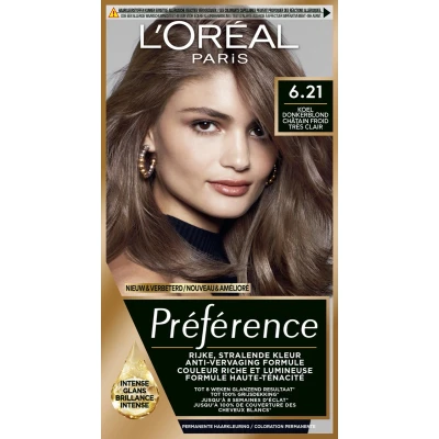 Afbeelding van 1+1 gratis: L&#039;Oréal Préférence Permanente Haarkleuring 6.21 Zeer licht koel bruin