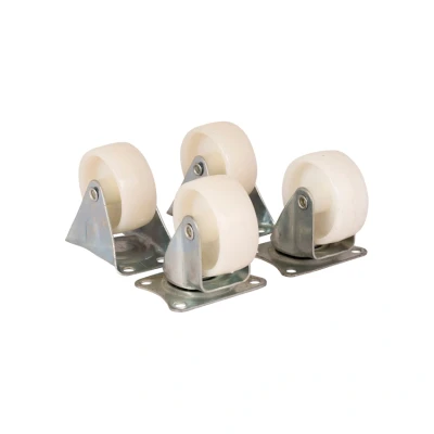 Afbeelding van Bokwielen &amp; zwenkwielen 50 mm wit set van vier