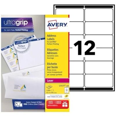Afbeelding van Laseretiket Avery 99 1x42 3mm Wit 1200 vel 12 et. per