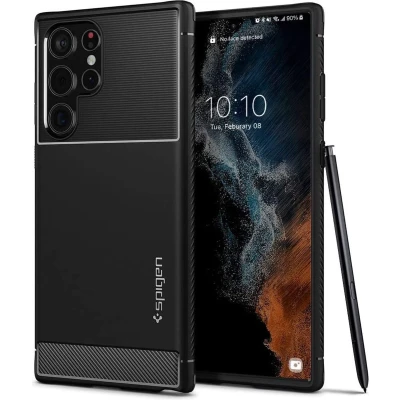 Afbeelding van Samsung Galaxy S22 Ultra Hoesje Spigen Core Armor Serie Hard Kunststof Backcover Matte Black Geschikt Voor