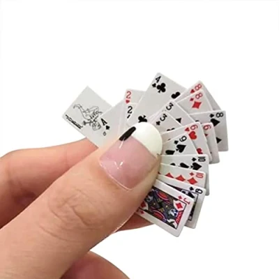Afbeelding van Set van 3 mini speelkaarten, 54 kaarten, reisspel, miniatuur poker, woondecoratie, speelgoed voor tafelspellen