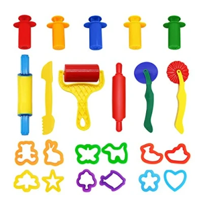 Afbeelding van WONDERFORU 23 stuks kneedgereedschap voor boetseerklei, accessoires uitsteekvormpjes, keukenspeelgoed