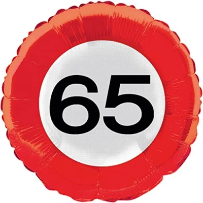 Afbeelding van Ballon folie 65 jaar Verkeersbord