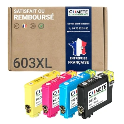 Afbeelding van COMETE, Frans merk 603XL inktpatronen, compatibel met 603 XL (1 zwart, 1 cyaan, magenta geel)