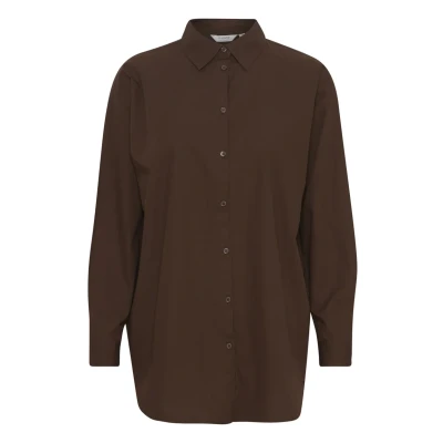 Afbeelding van b.young Bygamze Overhemdblouse, Dames, Maat: 34, Chicory coffee
