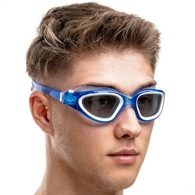 Afbeelding van AqtivAqua DX P Zwembril voor kinderen en volwassenen, uniseks (blauw transparant, blauwe hoes, getint glas)
