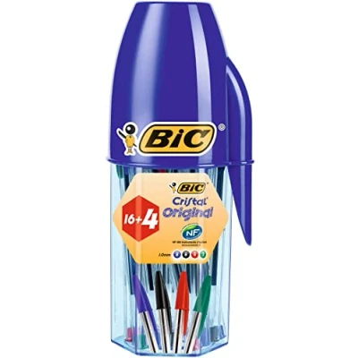 Afbeelding van BIC Cristal Balpendoos met 20 pennen in verschillende kleuren