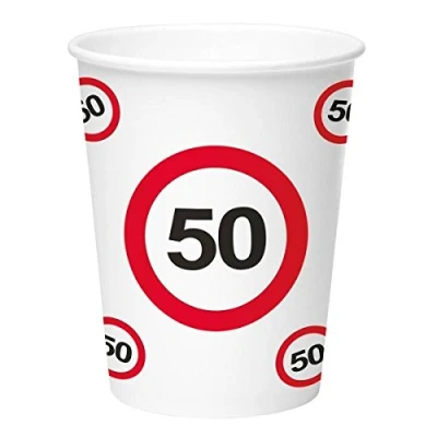 Afbeelding van Beker 50 jaar Verkeersbord 8 stuks