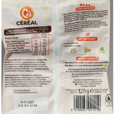 Afbeelding van Céréal Cherry Snoepjes met Stevia (120 gr)