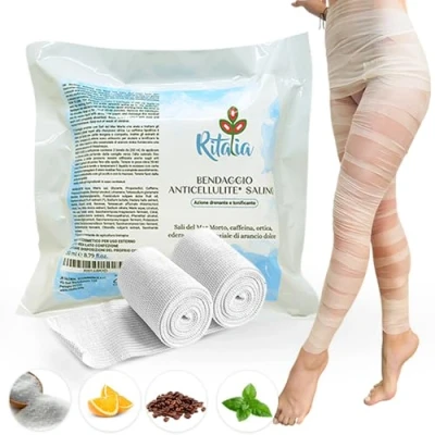 Afbeelding van Ritalia® anti cellulitis drainagebandages met Dode Zeezout en 100% veganistische werkzame stoffen Verkleinende verstevigende bandage voor benen billen (2
