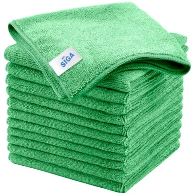 Afbeelding van MR.SIGA Microfiber reinigingsdoeken, multifunctionele microvezelhanddoeken, streepvrije 12 stuks, groen, maat 32 x cm (12,6 12,6 inch) …