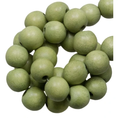 Afbeelding van Houten Kralen Vintage Look (10 mm) Pistachio (86 stuks)