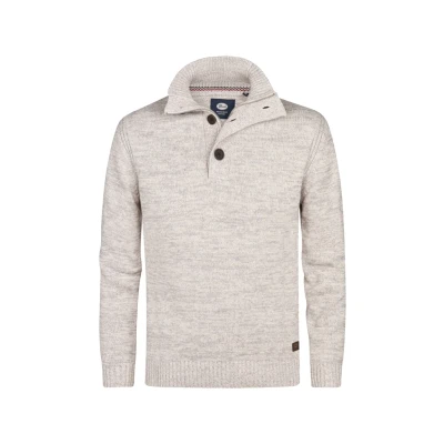 Afbeelding van Petrol Industries Heren Trui Gebreide Regular Fit Opstaande Kraag Katoen Truien Pullover Wit Maat S